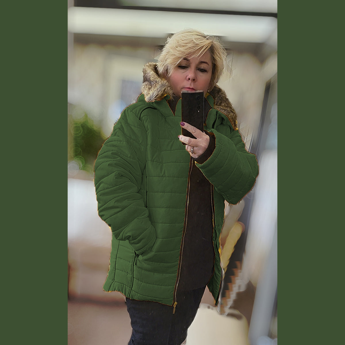 Padded Coat with large collar or hood - plus sizes too