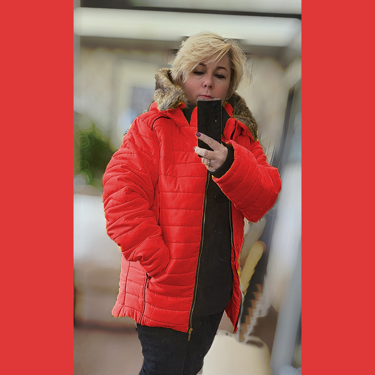 Padded Coat with large collar or hood - plus sizes too