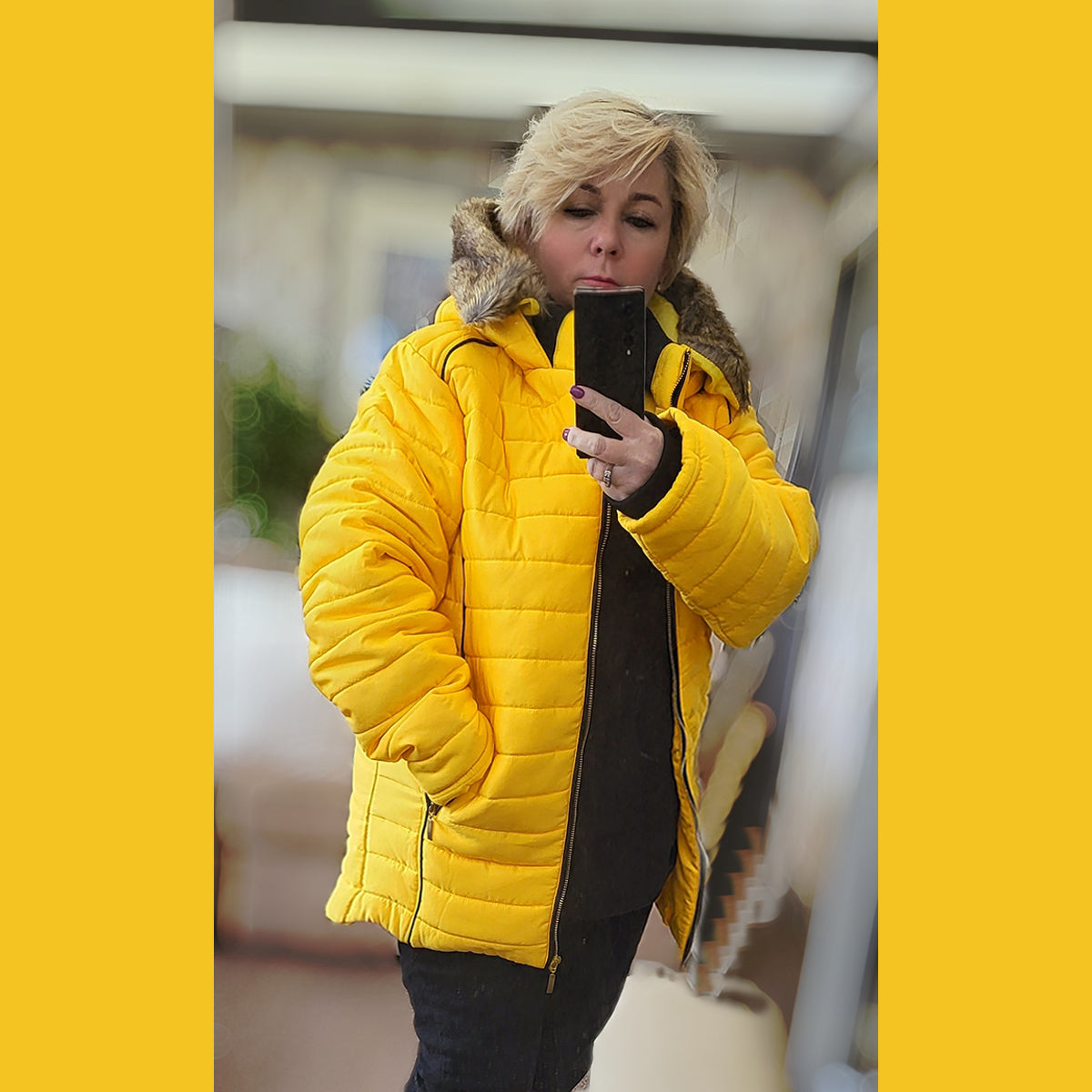 Padded Coat with large collar or hood - plus sizes too