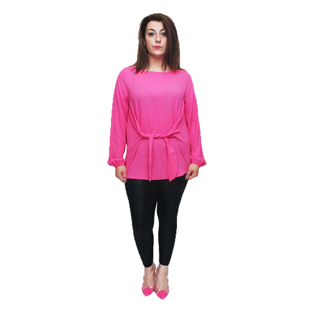 Front Tie Detail Blouse with Long Sleeves - Plus Sizes too