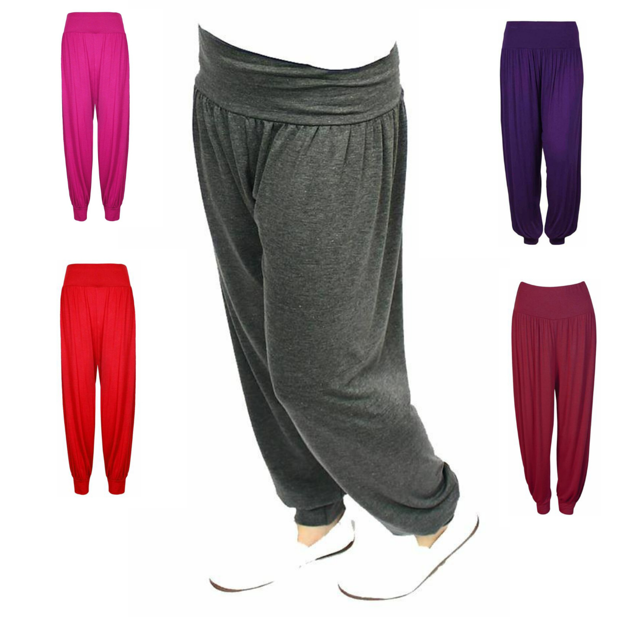 EMBRO - Elastic Waist Plain Linen Harem Pants | YesStyle