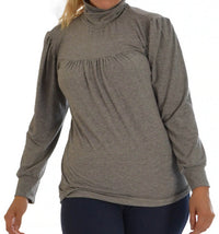 Long Sleeve Polo Neck top with smock effect front