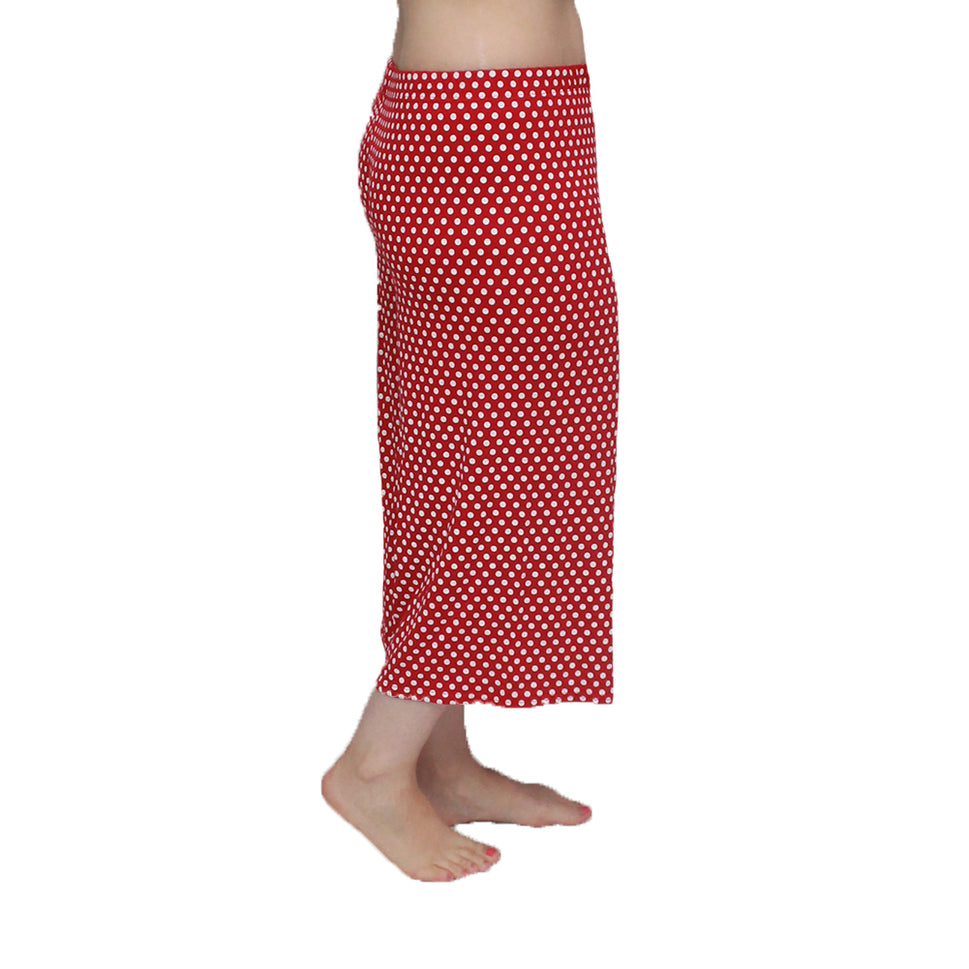 Polka Dot Elastic Waist Culottes - PLUS SIZERed White Polka Dot / UK 12-14