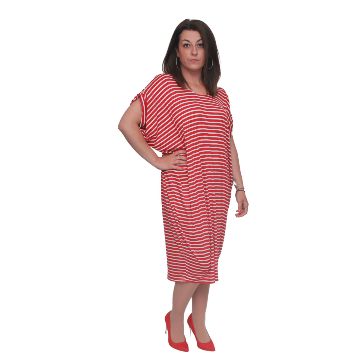 Plus size red sales t shirt dress