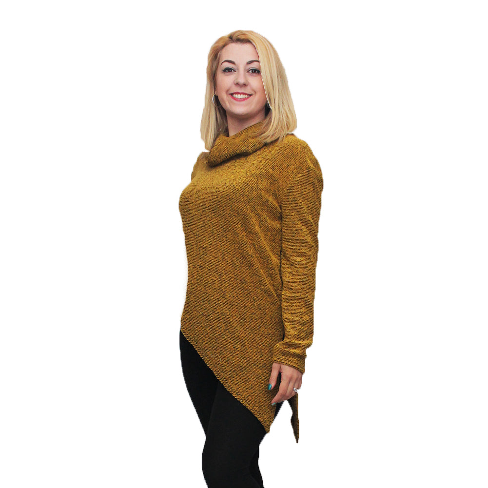 ROCKTHOSECURVES ROLL NECK JUMPER WITH A-SYMMETRICAL HEM