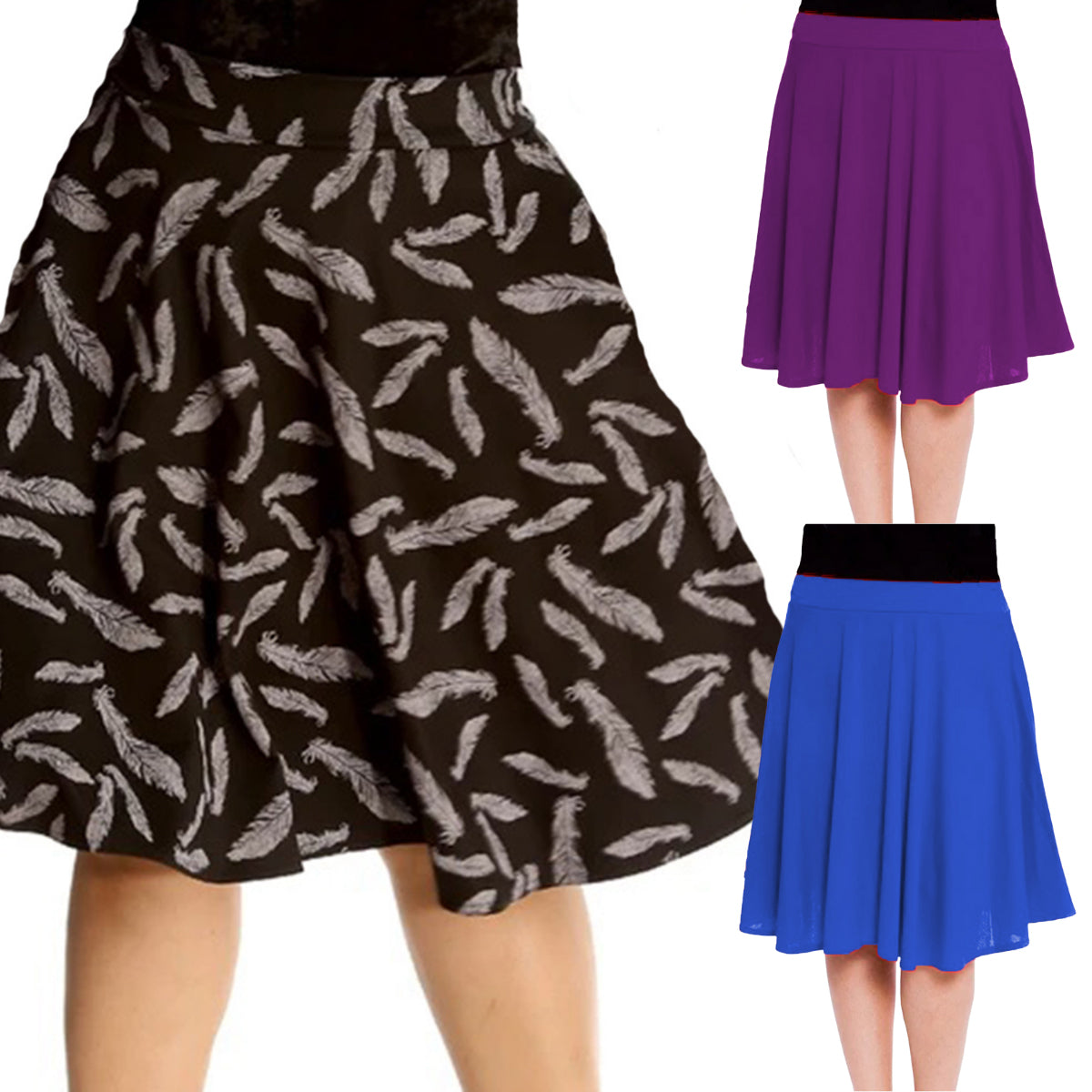 Elastic Waist Skater Skirt- Plus Sizes too