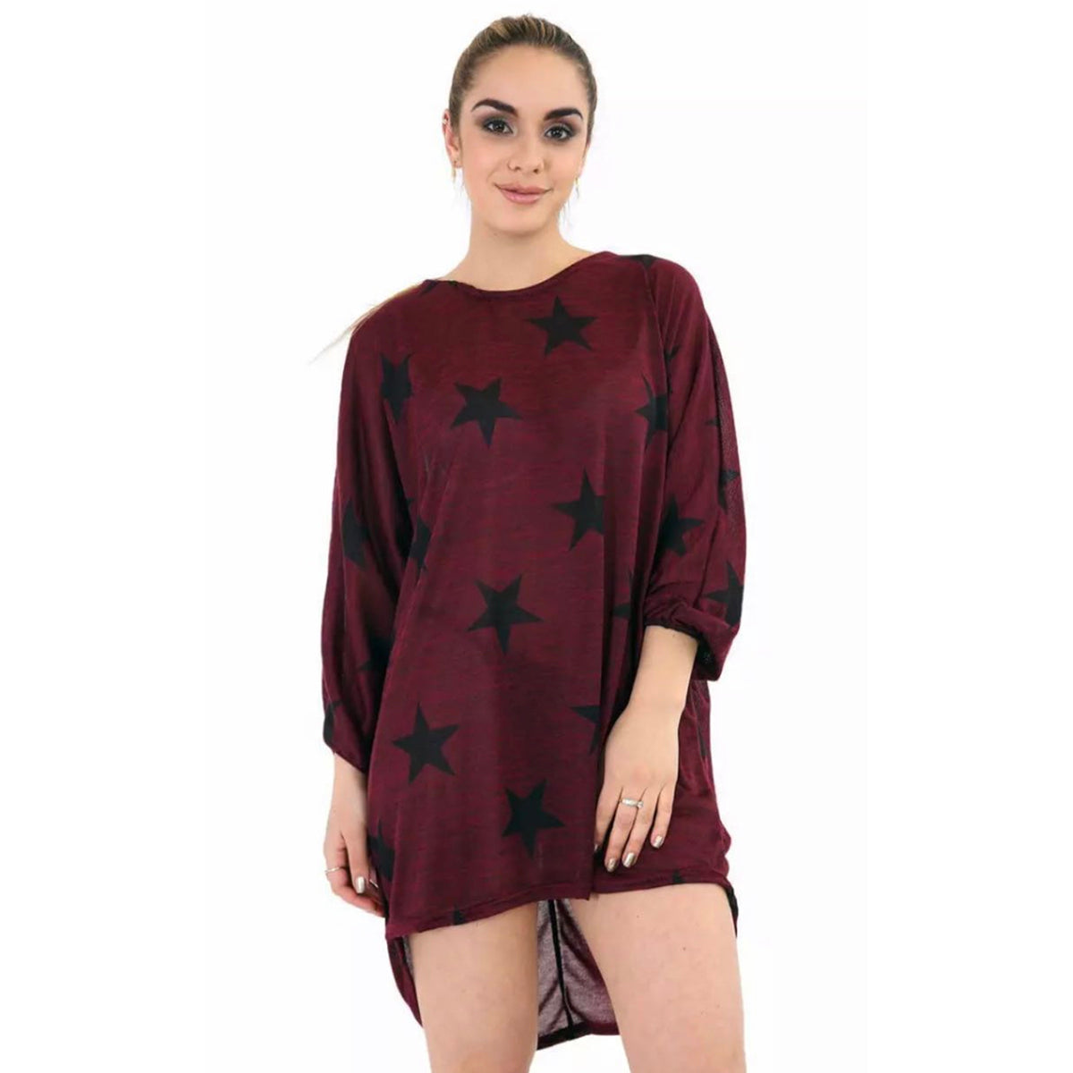 Loose fitted top with dipped hem and star print
