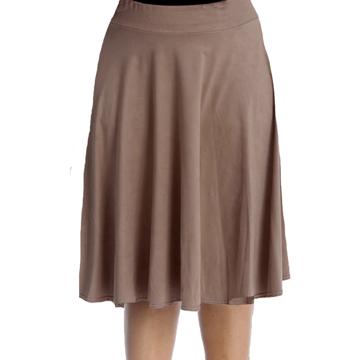 FAUX SUEDE ELASTICATED WAIST FULL SKATER SKIRT PLUS SIZES
