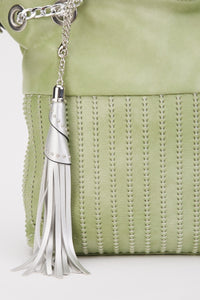 Large Tassel detail Handbag with silver handle