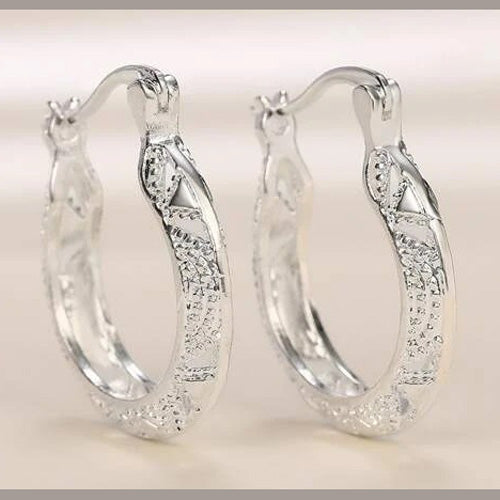 Silver or Rose Gold Textured hoop earrings