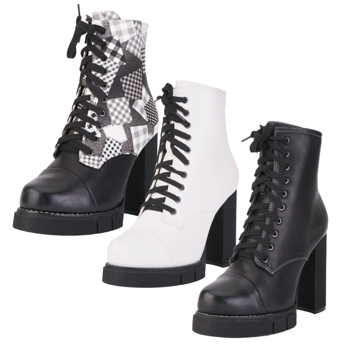 Block Heel Platform Ankle Boots